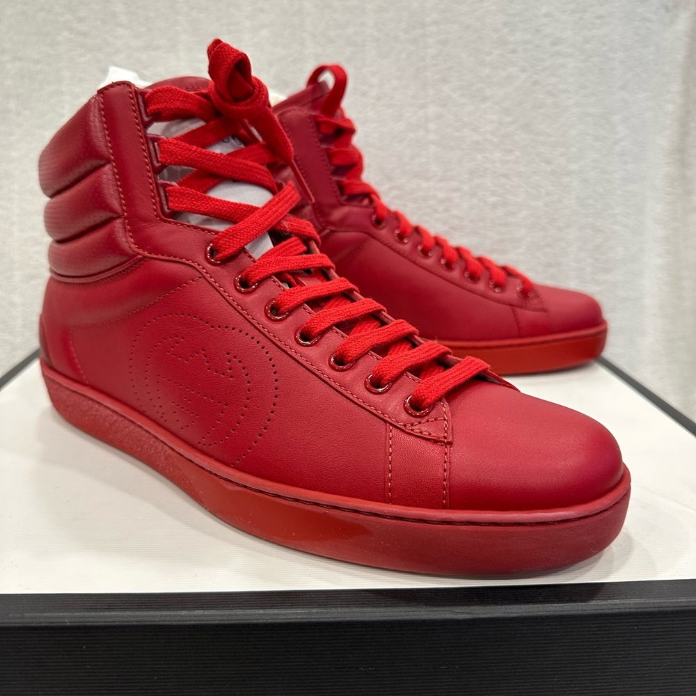 Gucci Men's ACE Red High-Top Sneakers